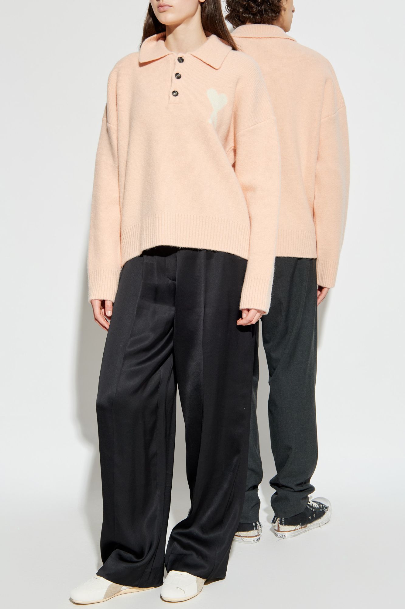 Pink Polo sweater with logo Ami Alexandre Mattiussi - Vitkac Slovakia